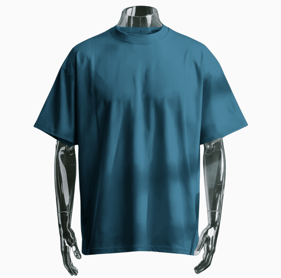 Crystal Teal Solid Oversize Tee