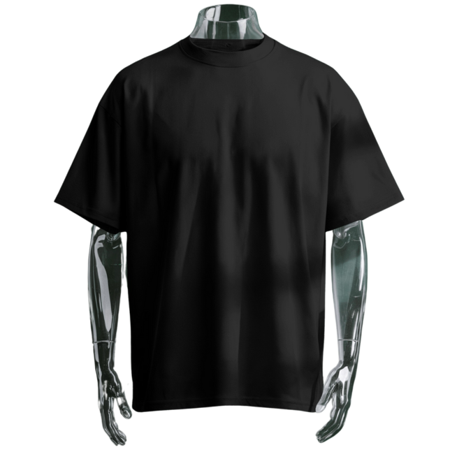 Black Solid Oversized Tee